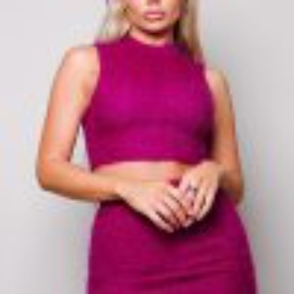 Sexy LuLu Fuzzy Midi Skirt & Razzle Dazzle Me Fuzzy Crop Top - Picture 4 of 5